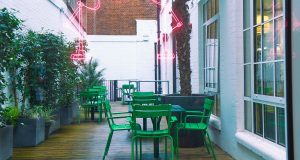 One of the terraces at the stylish office space on Whitechapel High Street