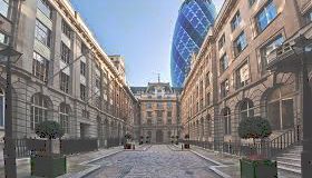 View of St Helens Place with The Gherkin in the background.