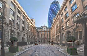 View of St Helens Place with The Gherkin in the background.