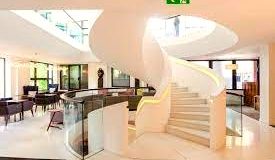 The entrance lobby of the outstanding office space in London on Kensington High Street