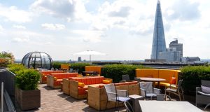 The roof deck of the premium workspace in the City of London at the Cannon Green building