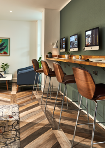 A prestige serviced office in London with communal hotdesking areas